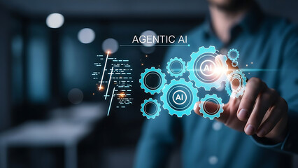 Technology Action, AI Interaction, Business Environment, Digital Interface, Modern Workspace, Close-Up View, Innovative Concept