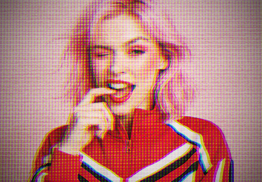 Red And Pink Retro TV Photo Effect