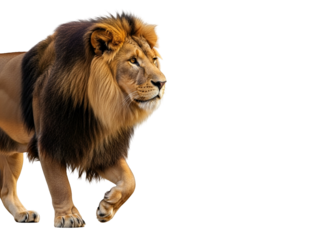 Majestic Male Lion Standing Proud Isolated on White Background Symbol of Strength and Leadership