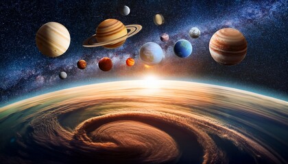 a beautiful view of the solar system with planets and stars in space