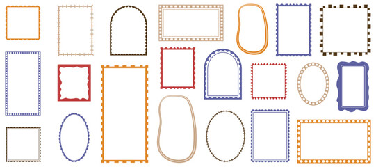 A collection of decorative rectangular frames in various designs suitable for graphic design projects