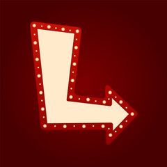 Retro Marquee Arrow with Glowing Lights