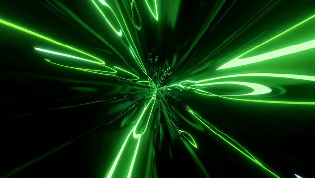 sleek 4K motion graphic featuring green glowing streaks and layered lines forming dynamic sci fi pattern that suggests energy direction speed and futuristic visual