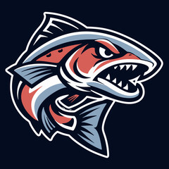 Salmon Sports Mascot Logo Vector Aggressive Fish Team Emblem