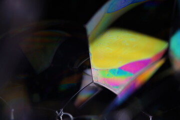 Yellow liquid surface, phenomenal structure, oils on a dark background, colourful abstract, surrealistic art, iridescent effect, smooth colourful macro