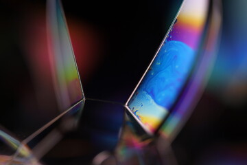 Blue liquid surface, phenomenal structure, oils on a dark background, colourful abstract, surrealistic art, iridescent effect, soap bubbles