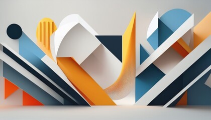 abstract geometric composition with shadows on a white background