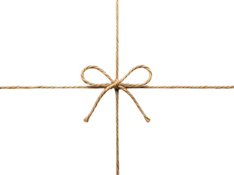 Rustic twine bow and string cross isolated on transparent background isolated on transparent background