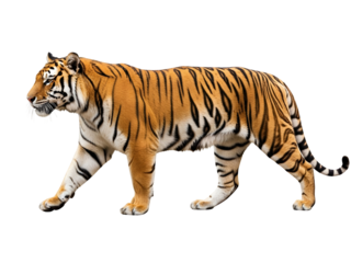 Majestic Bengal Tiger Isolated on White Background Symbol of Power Strength and Courage