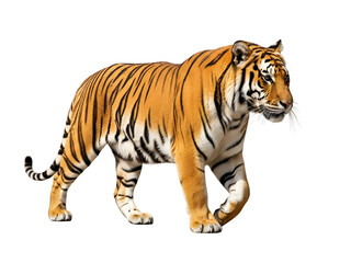 Obraz premium Majestic Bengal Tiger Isolated on White Background Symbol of Power Strength and Courage