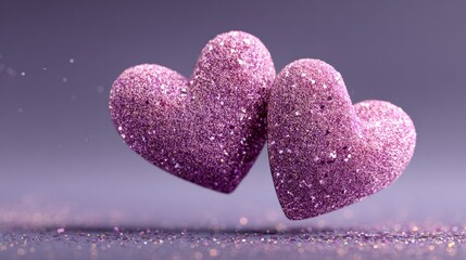Fototapeta premium Two pink heart. Valentines Day. 