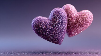 Fototapeta premium Two pink heart. Valentines Day. 