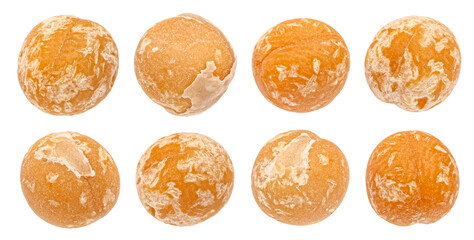 Dried peas isolated on white background, full depth of field