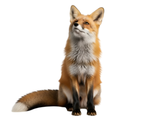 Cute Red Fox Isolated on White Background Adorable Wildlife Animal Portrait Collection
