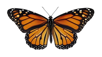 Fototapeta premium Monarch butterfly with open wings on white background