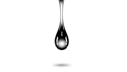 A single drop of liquid falling against a white background