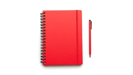 Red spiral notebook and matching pencil