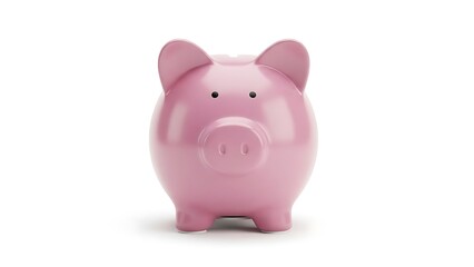 A pink piggy bank on a white background