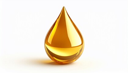 Gleaming Golden Liquid Drop Reflecting Light on a Clean White Surface