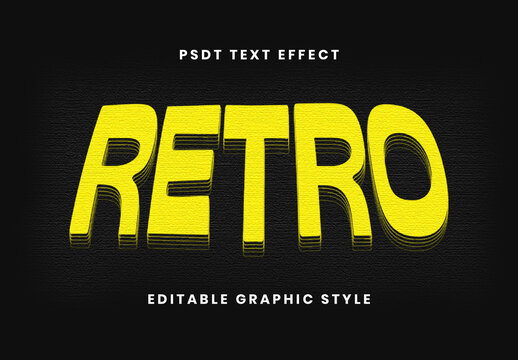 Yellow Retro Wave CRT Scanline Arcade Text Effect Retro Groovy Layered Font