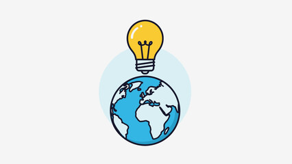 Global Innovation Idea Light Bulb Above Planet Earth Icon Symbol © Bahan