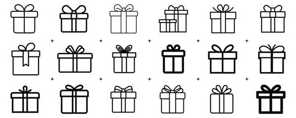 set of gift box outline