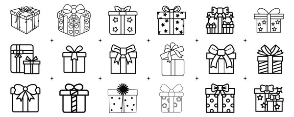set of gift box outline