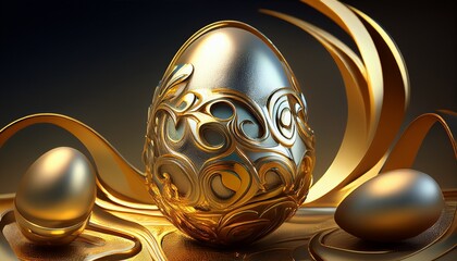 golden egg with silver egg