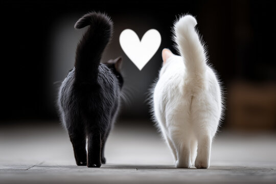 Schwarze und wei&szlig;e Katze als Symbol f&uuml;r Liebe, Harmonie und Zusammengeh&ouml;rigkeit