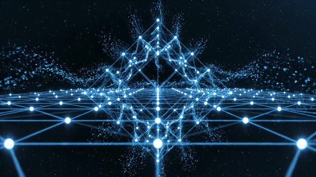 Abstract Digital Network Connection Forming Diamond Shape
