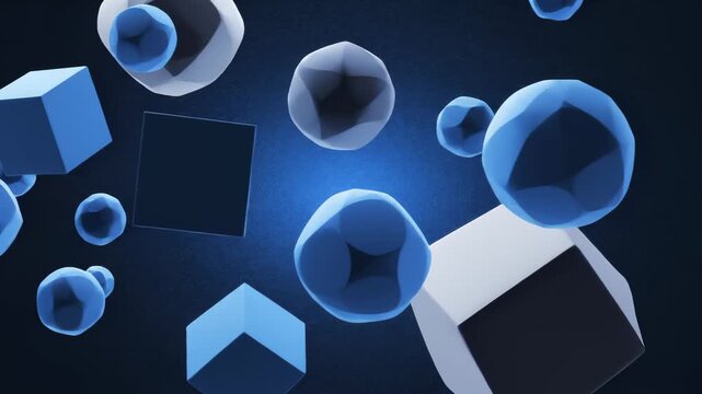Abstract Cubes and Polyhedrons Floating in Space