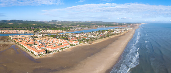Panorama des Ayguades &agrave; Gruissan dans l'Aude en r&eacute;gion Occitanie.