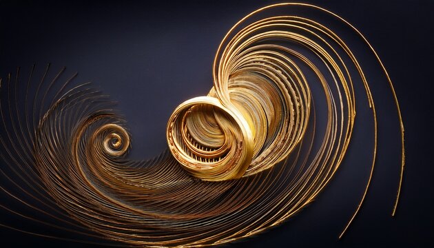 visualization of a fibonacci sequence with golden spirals on a dark background