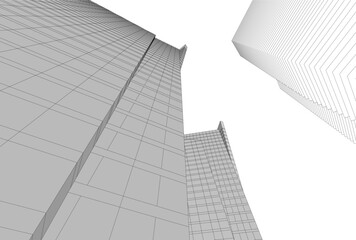 Fototapeta premium Abstract buildings architectural 3d drawing 