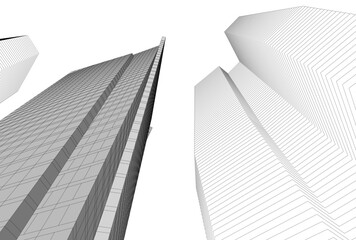 Fototapeta premium Abstract buildings architectural 3d drawing 