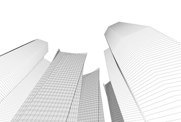 Fototapeta premium Abstract buildings architectural 3d drawing 