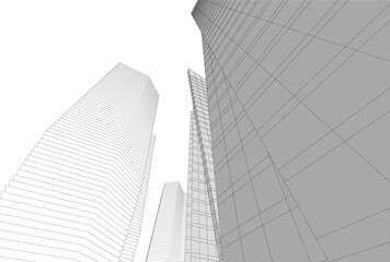 Fototapeta premium Abstract buildings architectural 3d drawing 