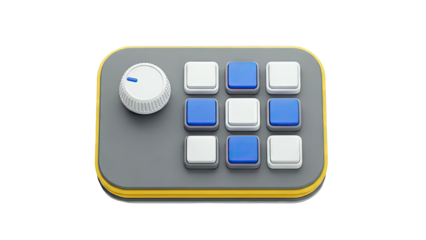 Modern control panel with encoder knob and square buttons