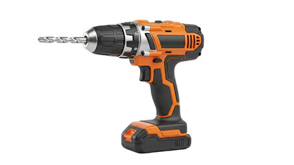 Orange and Black Cordless Power Drill with Drill Bit