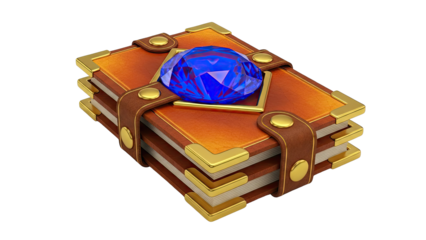 Ornate Leather Book with Blue Gemstone