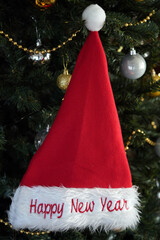 Santa hat with the inscription Happy New Year