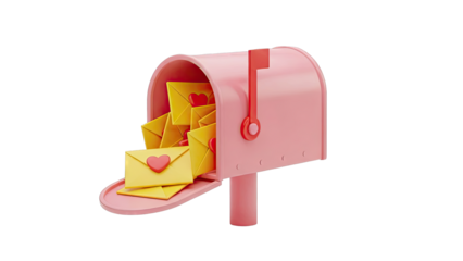 Pink Mailbox Overflowing with Love Letters