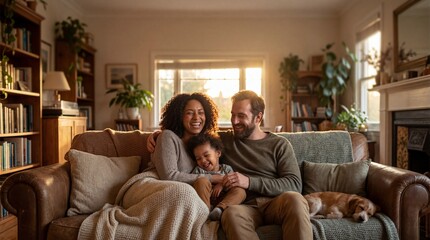 A joyful family enjoying quality time together at home.