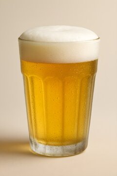 Cold lager beer in traditional Brazilian copo americano glass with foam