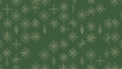 Green Organic Pattern with Starburst and Floral Motifs