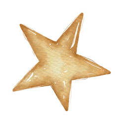 Ilustración estrella acuarela dorada textura brillo pincel papel mar arena 