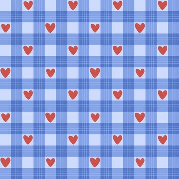 Ilustraci&oacute;n vector azul coraz&oacute;n patr&oacute;n bonito rojo fondo de pantalla wallpaper escoc&eacute;s cuadros cuadrill&eacute; l&iacute;neas textura 