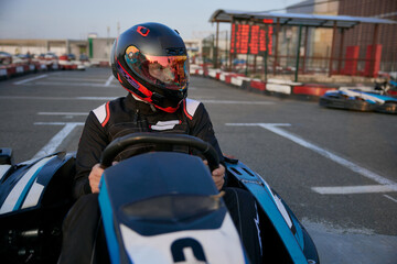 An adrenaline-filled moment captured at a go-kart racing track
