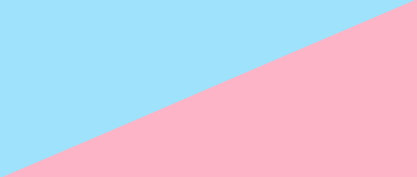 Soft pastel blue and pink color block background diagonally split, creating a gentle and harmonious abstract design with ample copy space
