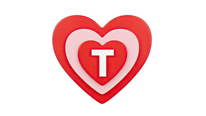 Obraz premium Layered Heart with Letter T